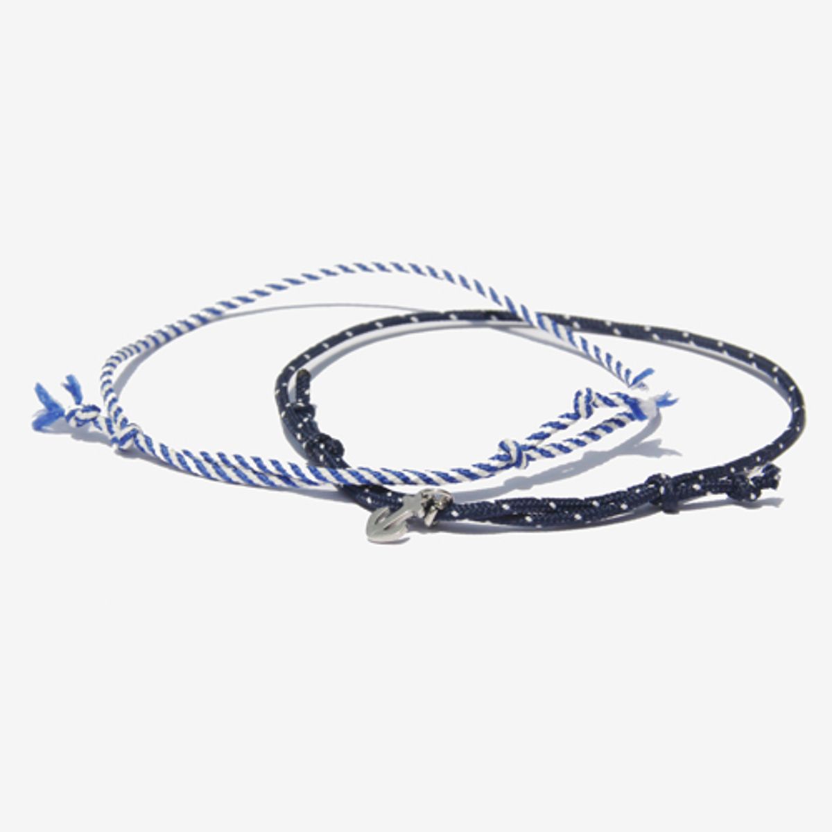 러쉬오프(RUSH OFF) Unisex Marine Anchor Fabric 2 Ankle Bracelet Set/ 마린 닻 페브릭 발찌세트