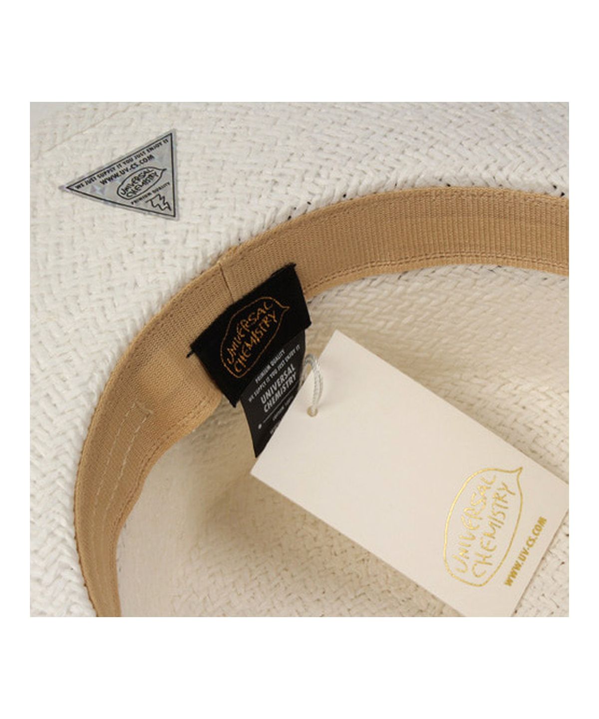 유니버셜 케미스트리(UNIVERSAL CHEMISTRY) Black Metal White Flat Panama Hat 파나마햇