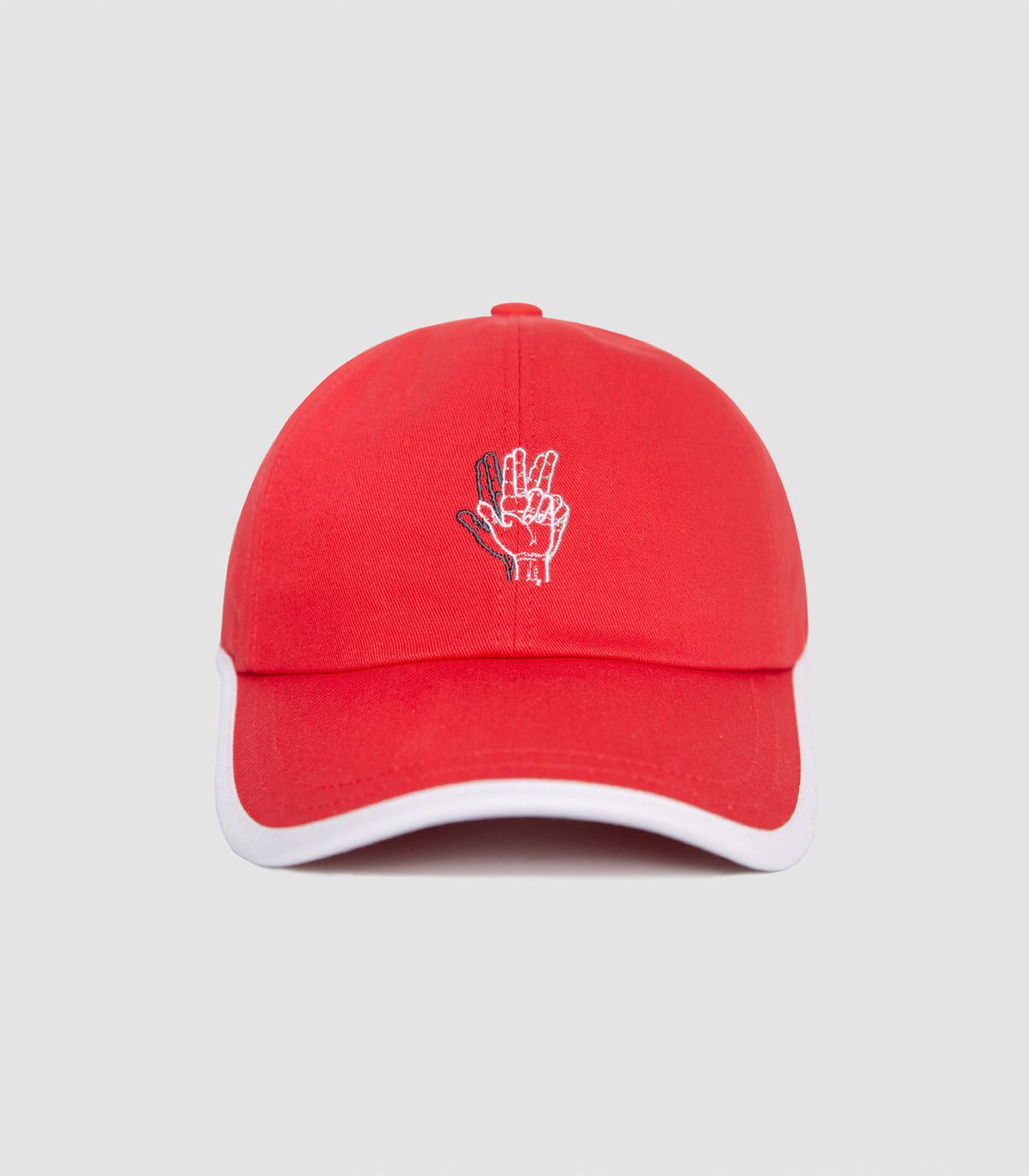 바이브레이트(VIBRATE) ROUND PATCH HAND LOGO BALL CAP (RED)