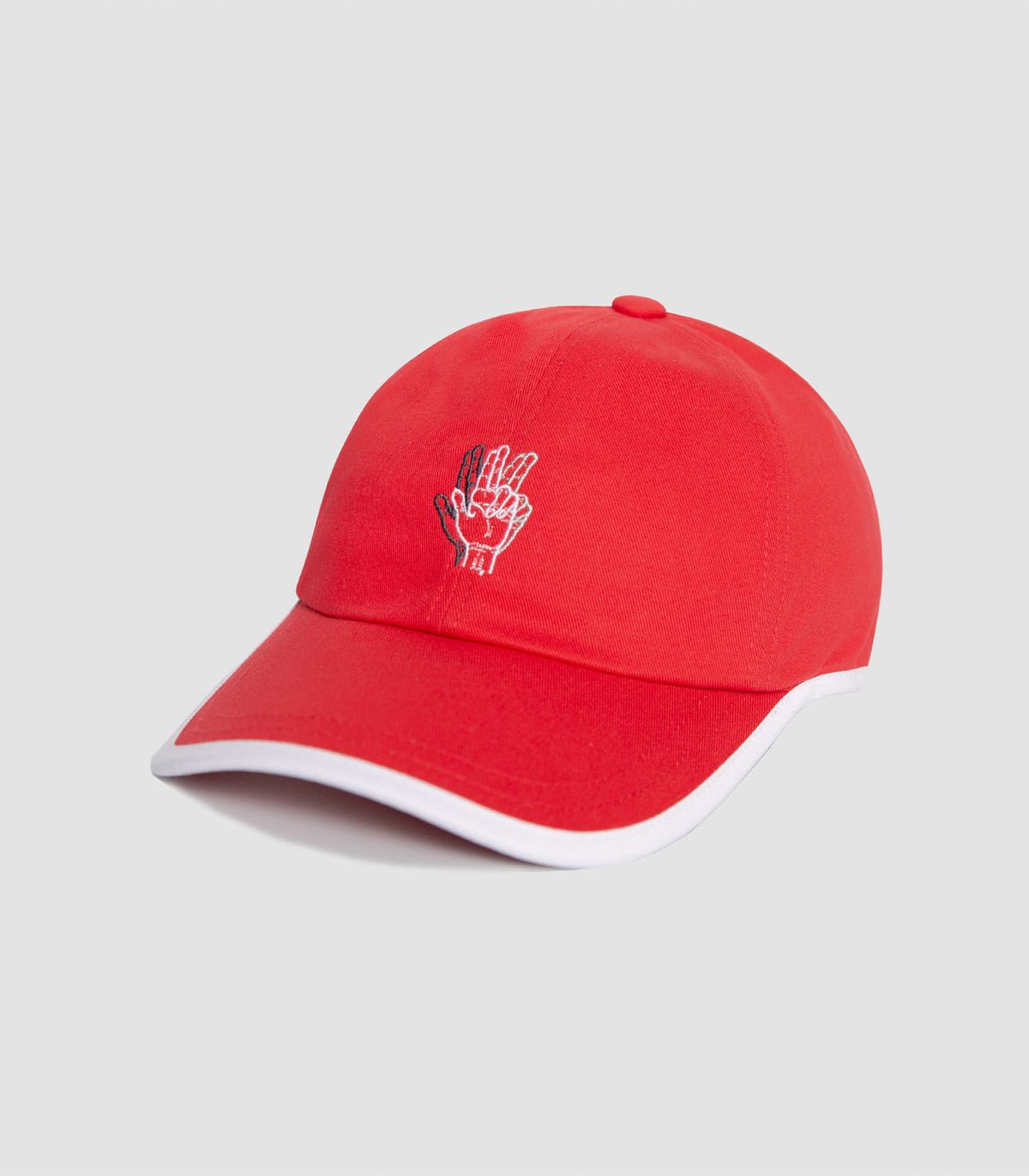 바이브레이트(VIBRATE) ROUND PATCH HAND LOGO BALL CAP (RED)