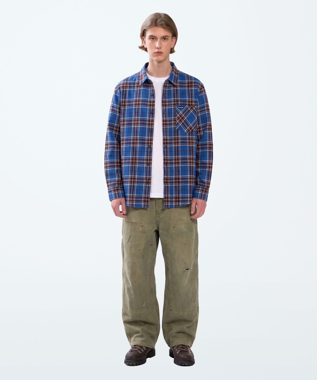 언더에어(UNDERAIR) EVERRICH CHECK SHIRTS - BLUE
