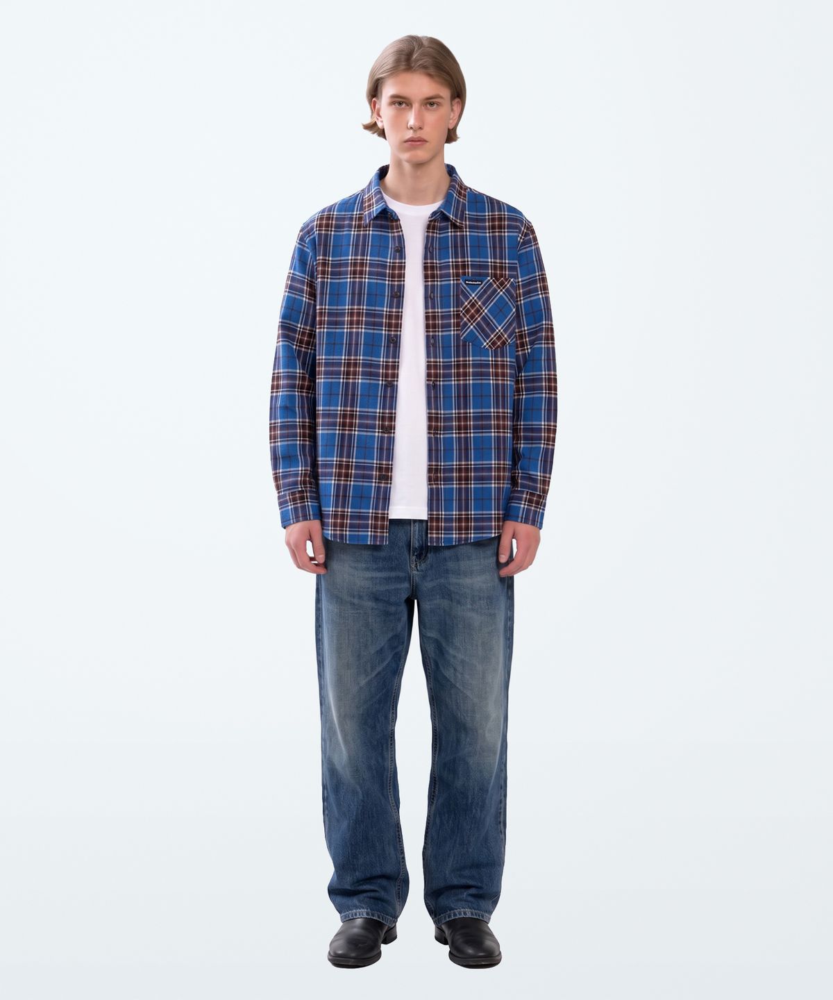 언더에어(UNDERAIR) EVERRICH CHECK SHIRTS - BLUE