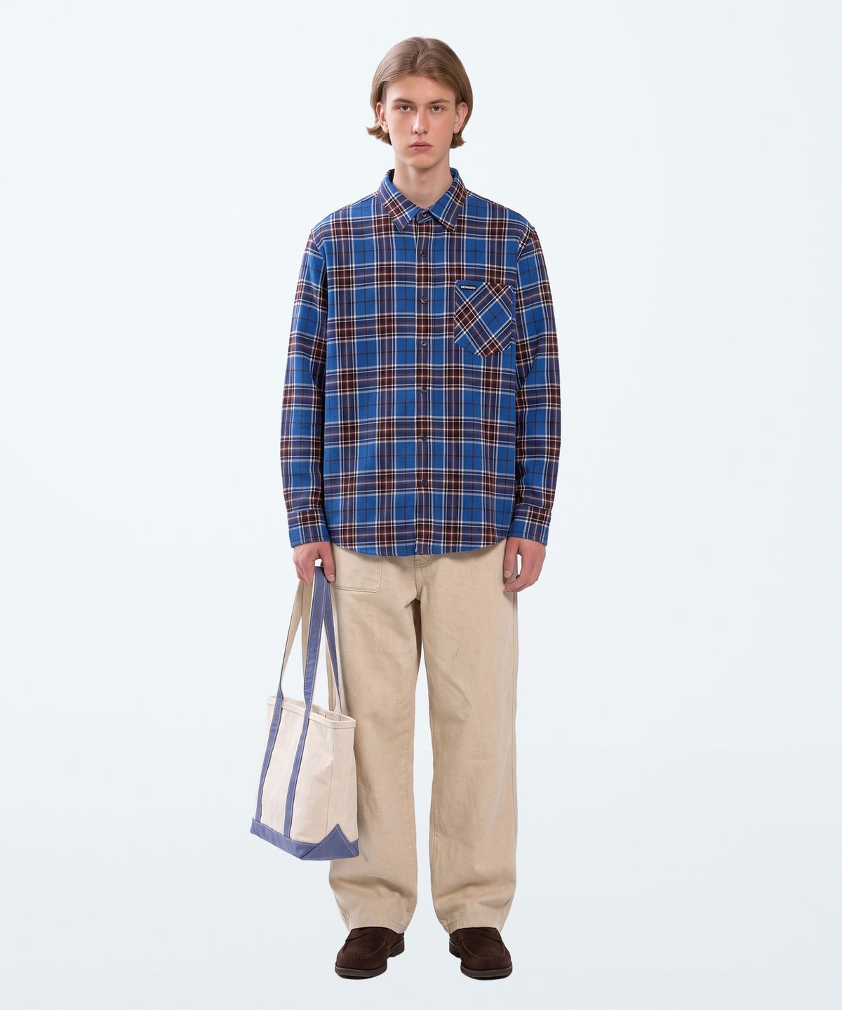 언더에어(UNDERAIR) EVERRICH CHECK SHIRTS - BLUE