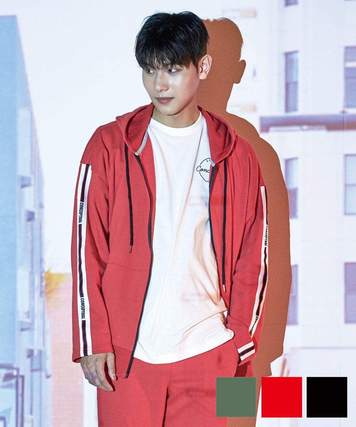 컨셉츄얼(CONCEPTUAL) 리니어 오버사이즈 후드집업 3 COLOR