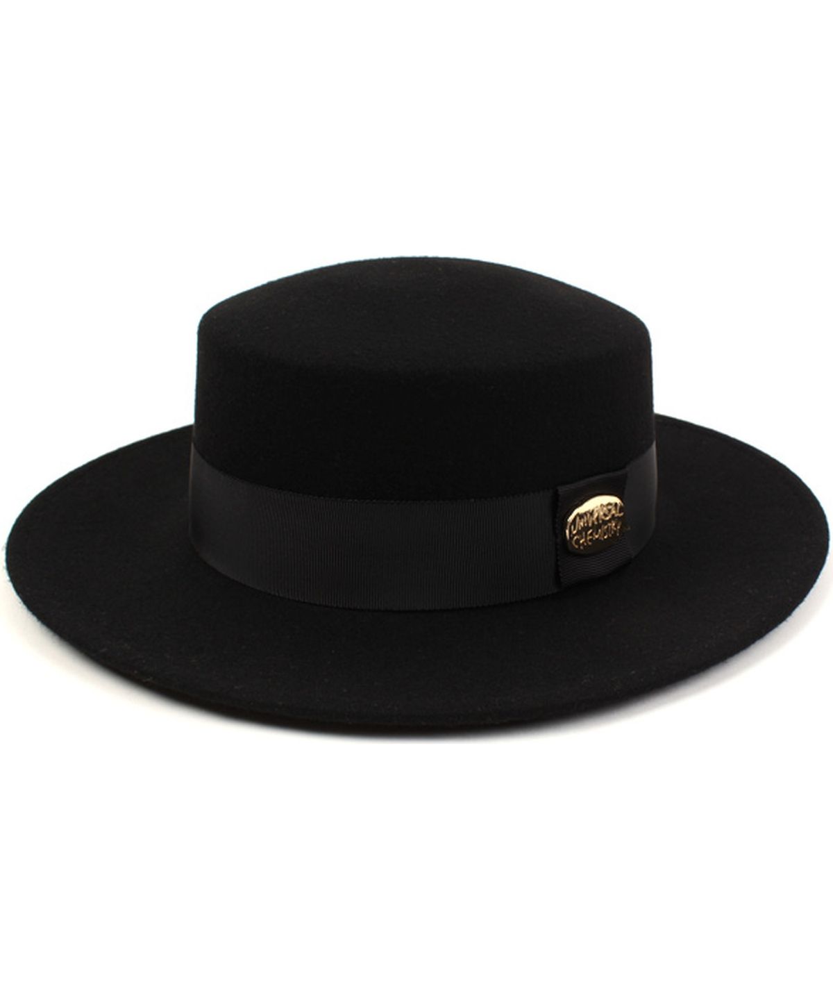 유니버셜 케미스트리(UNIVERSAL CHEMISTRY) Flat GD Metal Line Wool BK Fedora 울페도라
