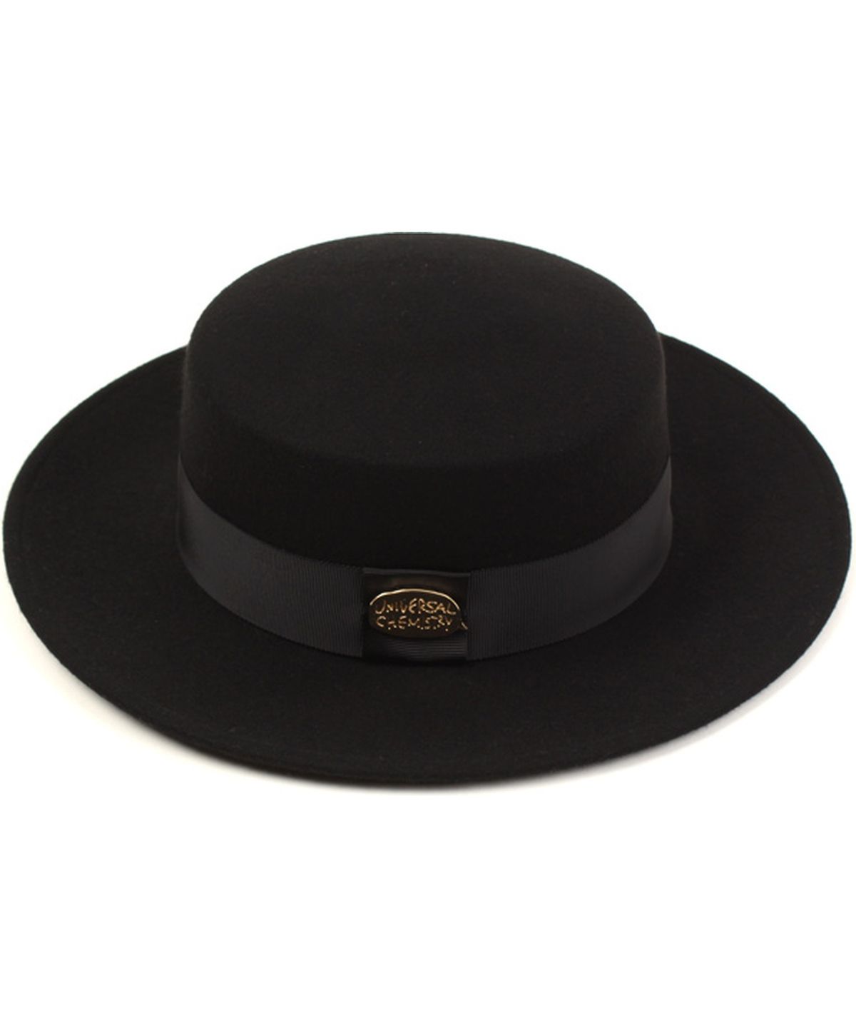 유니버셜 케미스트리(UNIVERSAL CHEMISTRY) Flat GD Metal Line Wool BK Fedora 울페도라