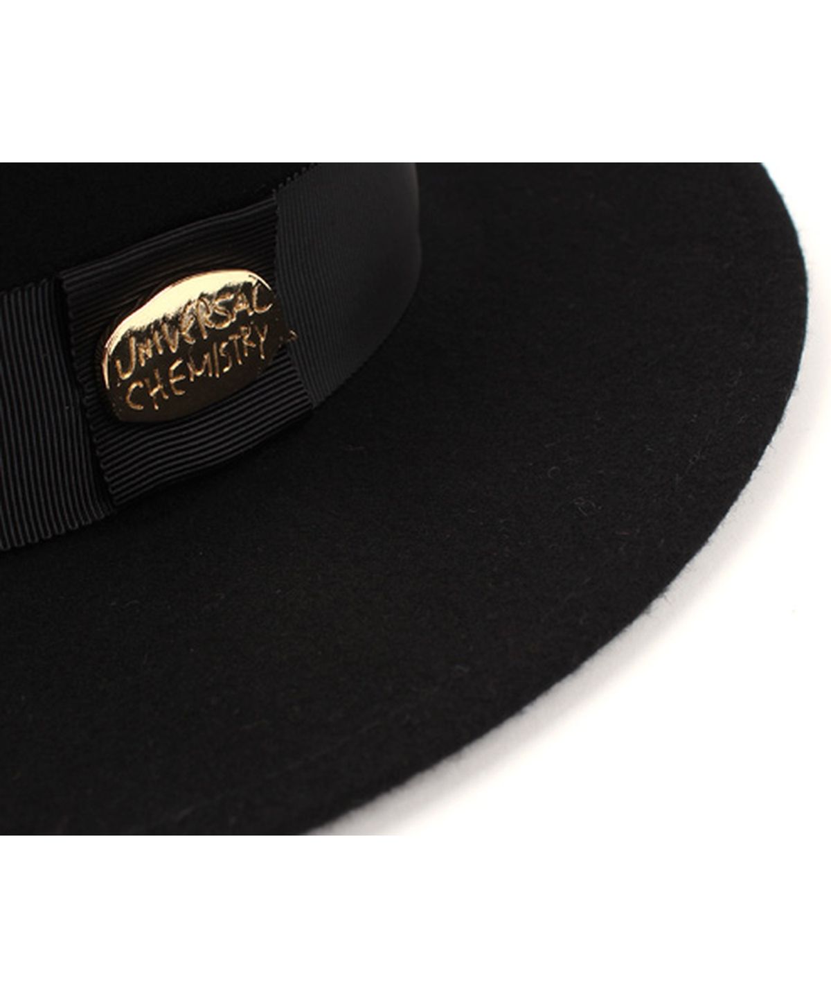 유니버셜 케미스트리(UNIVERSAL CHEMISTRY) Flat GD Metal Line Wool BK Fedora 울페도라