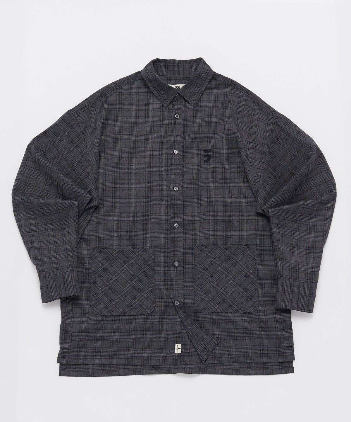 어낫띵(A NOTHING) GREN-CHECK SANTA DROP-SHOULDER SHIRT (Charcoal)