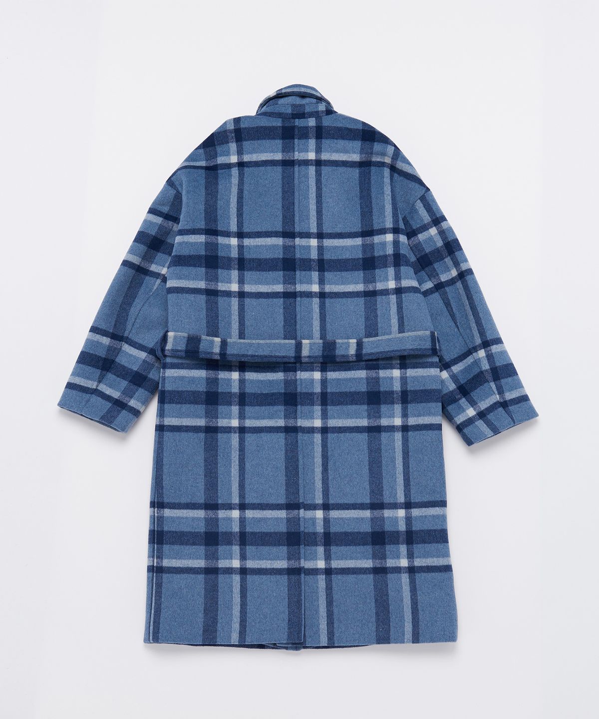 어낫띵(A NOTHING) OVERSIZE WOOL CHECK ROBE COAT (Blue)
