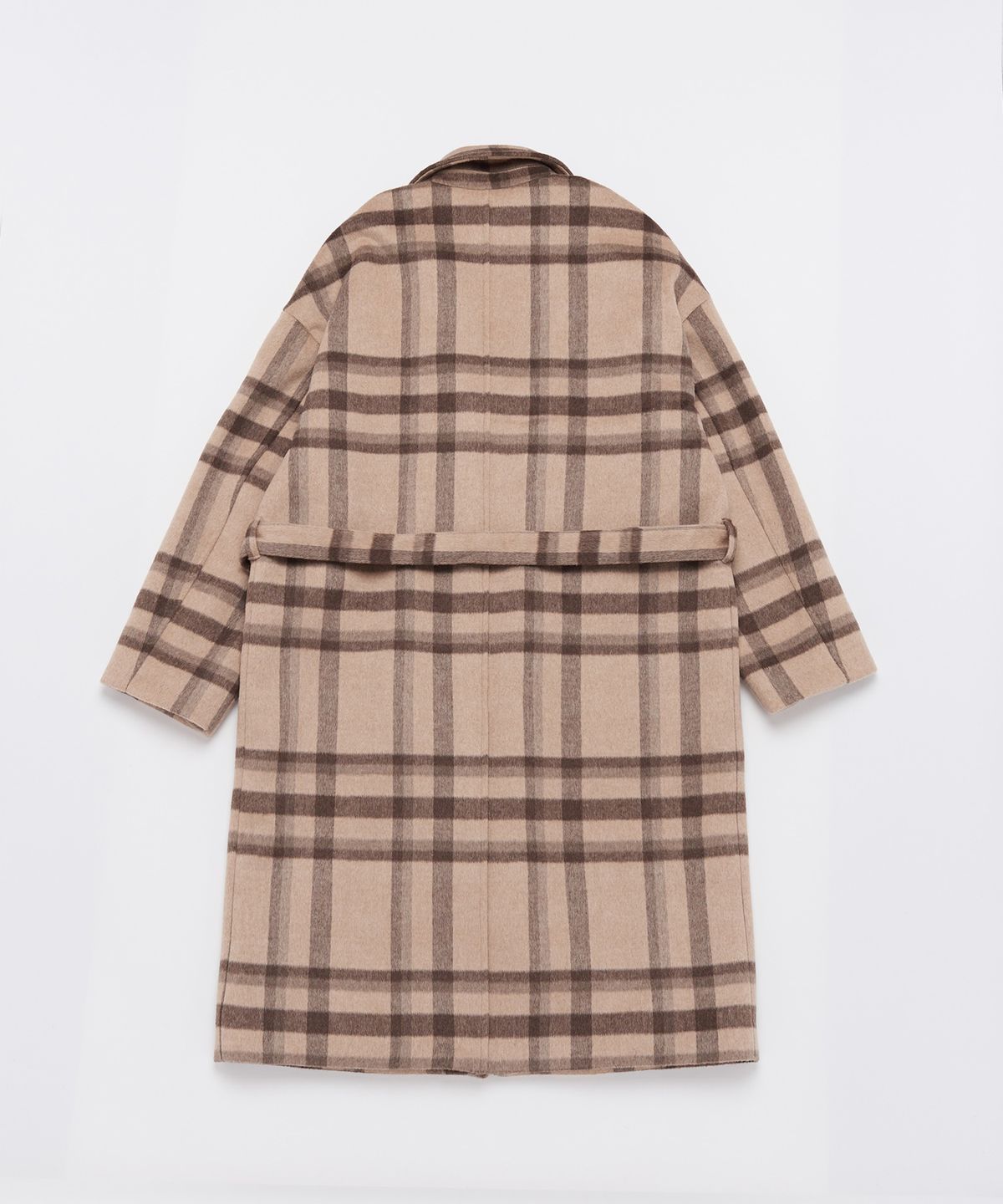 어낫띵(A NOTHING) OVERSIZE WOOL CHECK ROBE COAT (Beige)