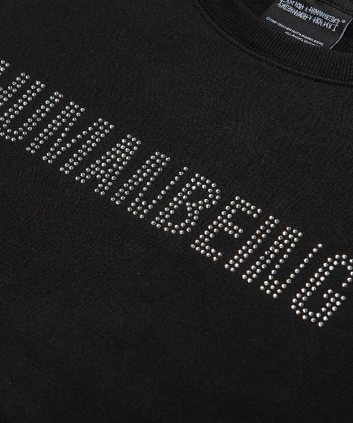 아임낫어휴먼비잉(I AM NOT A HUMAN BEING) HUMANBEING RHINESTONE CREWNECK SWEATSHIRTS - BLACK