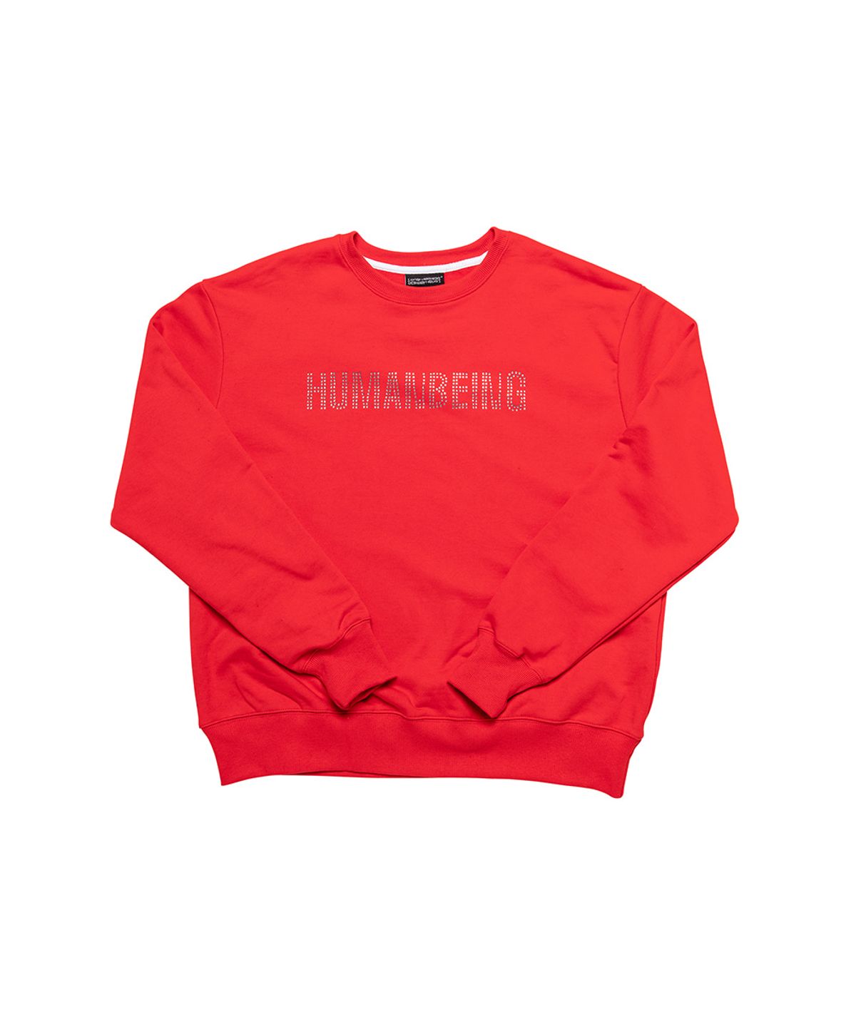 아임낫어휴먼비잉(I AM NOT A HUMAN BEING) HUMANBEING RHINESTONE CREWNECK SWEATSHIRTS - RED