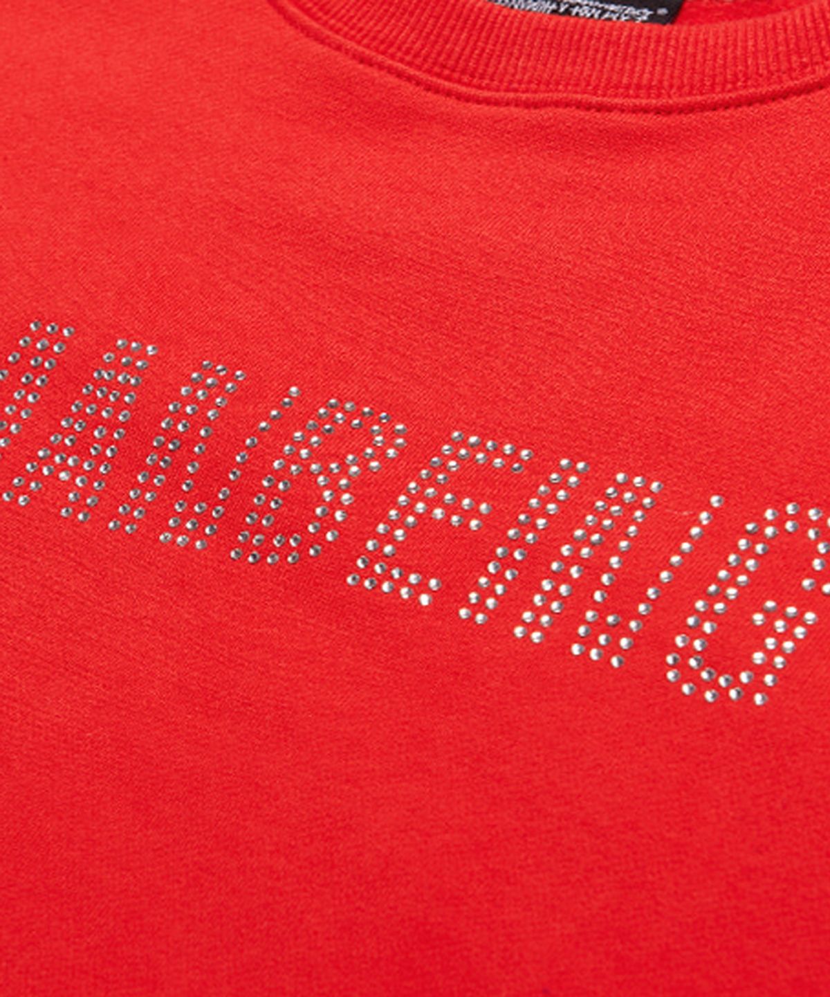 아임낫어휴먼비잉(I AM NOT A HUMAN BEING) HUMANBEING RHINESTONE CREWNECK SWEATSHIRTS - RED