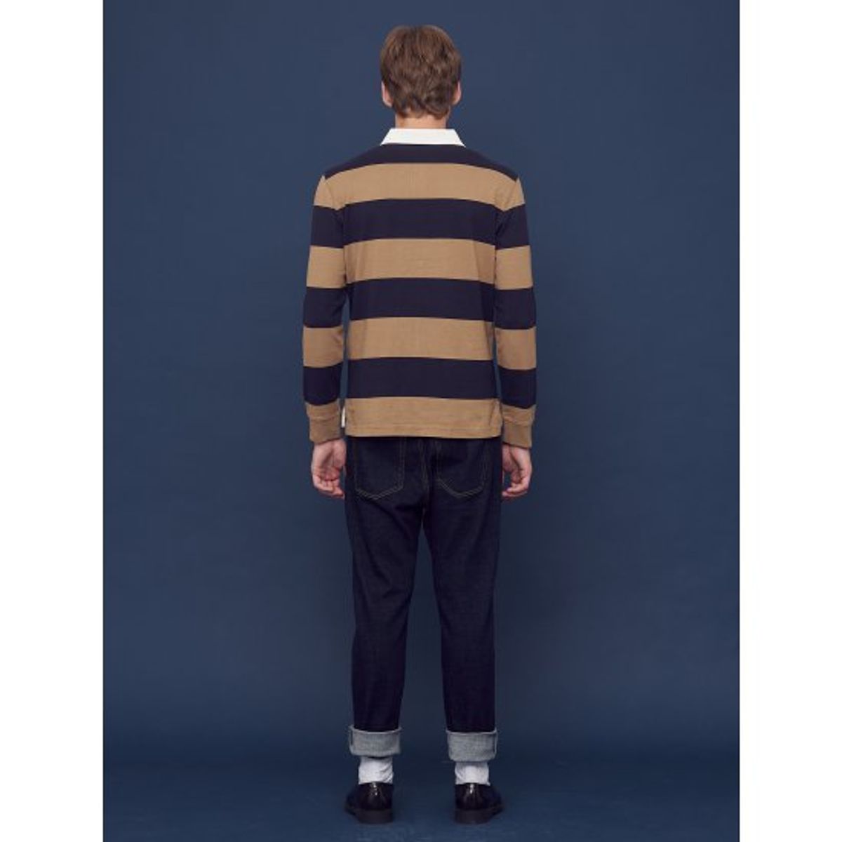빈폴 멘(BEANPOLE MEN) 네이비 스트라이프 럭비 티셔츠 (BC8841C22R)
