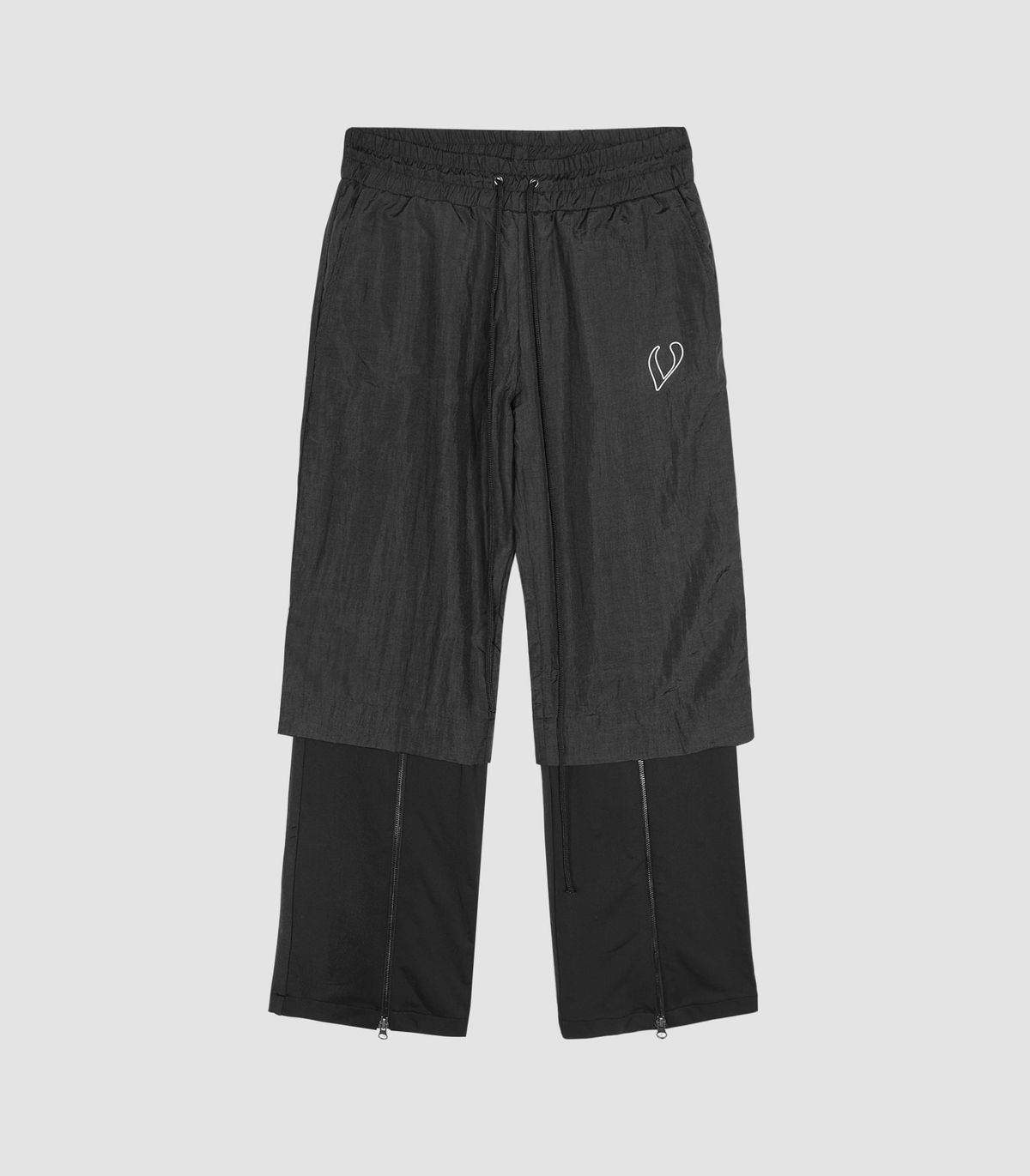 바이브레이트(VIBRATE) VLACK LINE - ZIP POINT WIDE PANTS (BLACK)