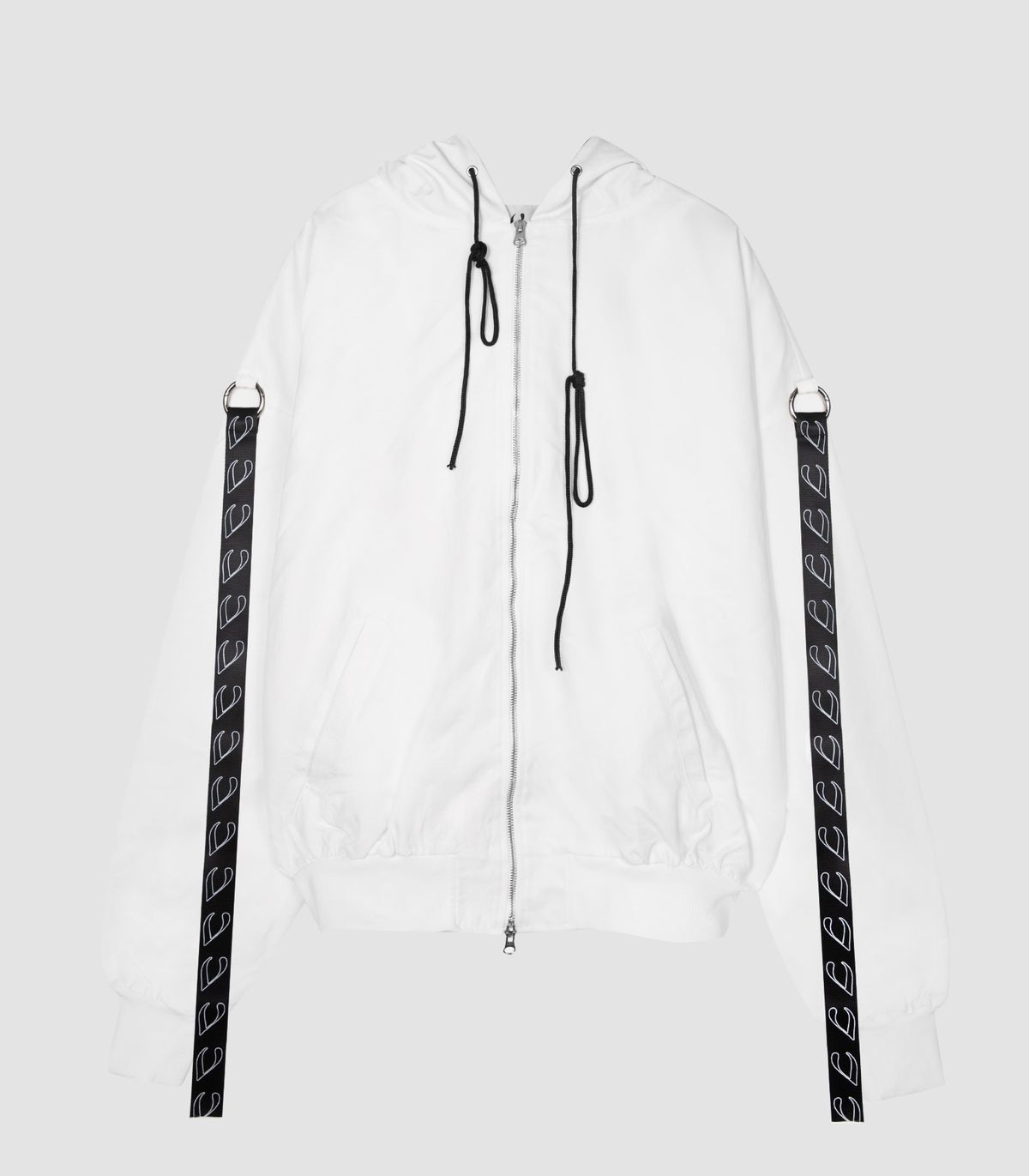바이브레이트(VIBRATE) VLACK LINE - WEBBING POINT HOODIE ZIPUP (WHITE)