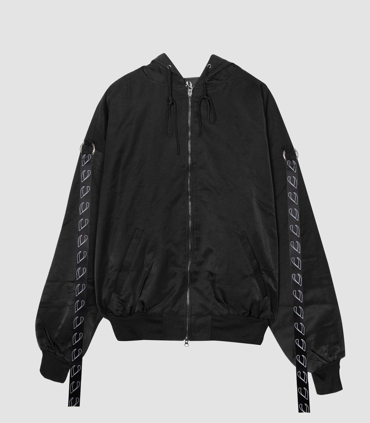 바이브레이트(VIBRATE) VLACK LINE - WEBBING POINT HOODIE ZIPUP (BLACK)