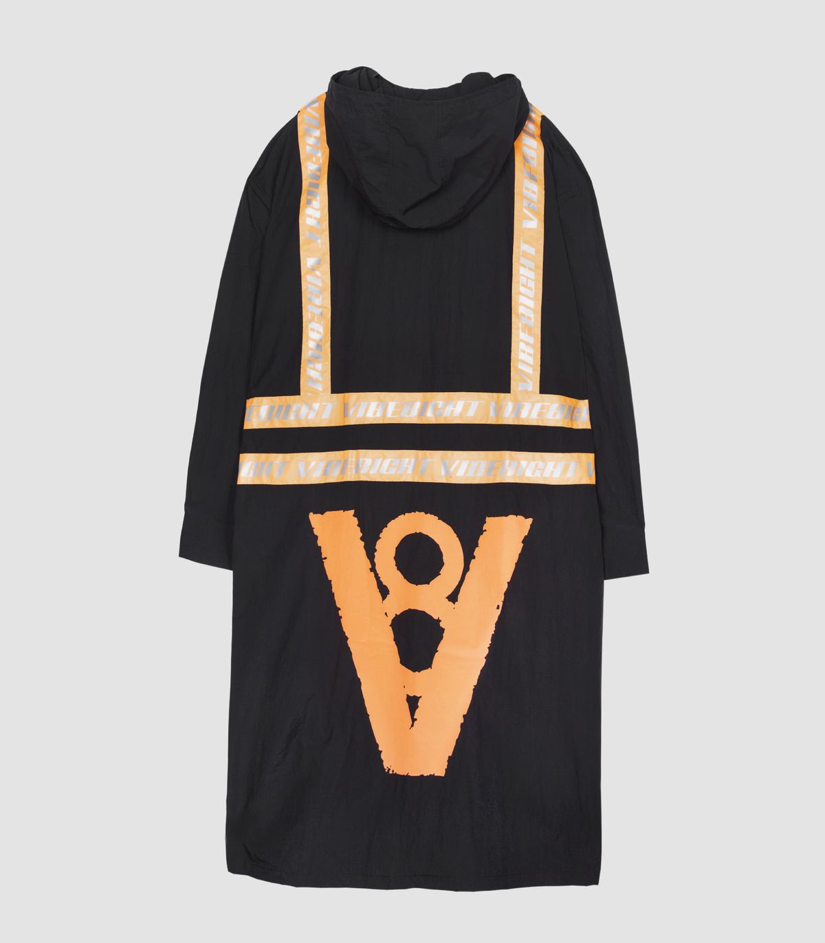 바이브레이트(VIBRATE) V8 - ORANGE SCOTCHLITE BIG LOGO LONG JACKET (BLACK)