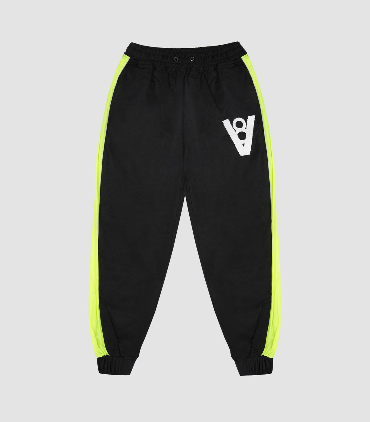 바이브레이트(VIBRATE) V8 - LINE PATCH JOGGER PANTS (BLACK & NEON)