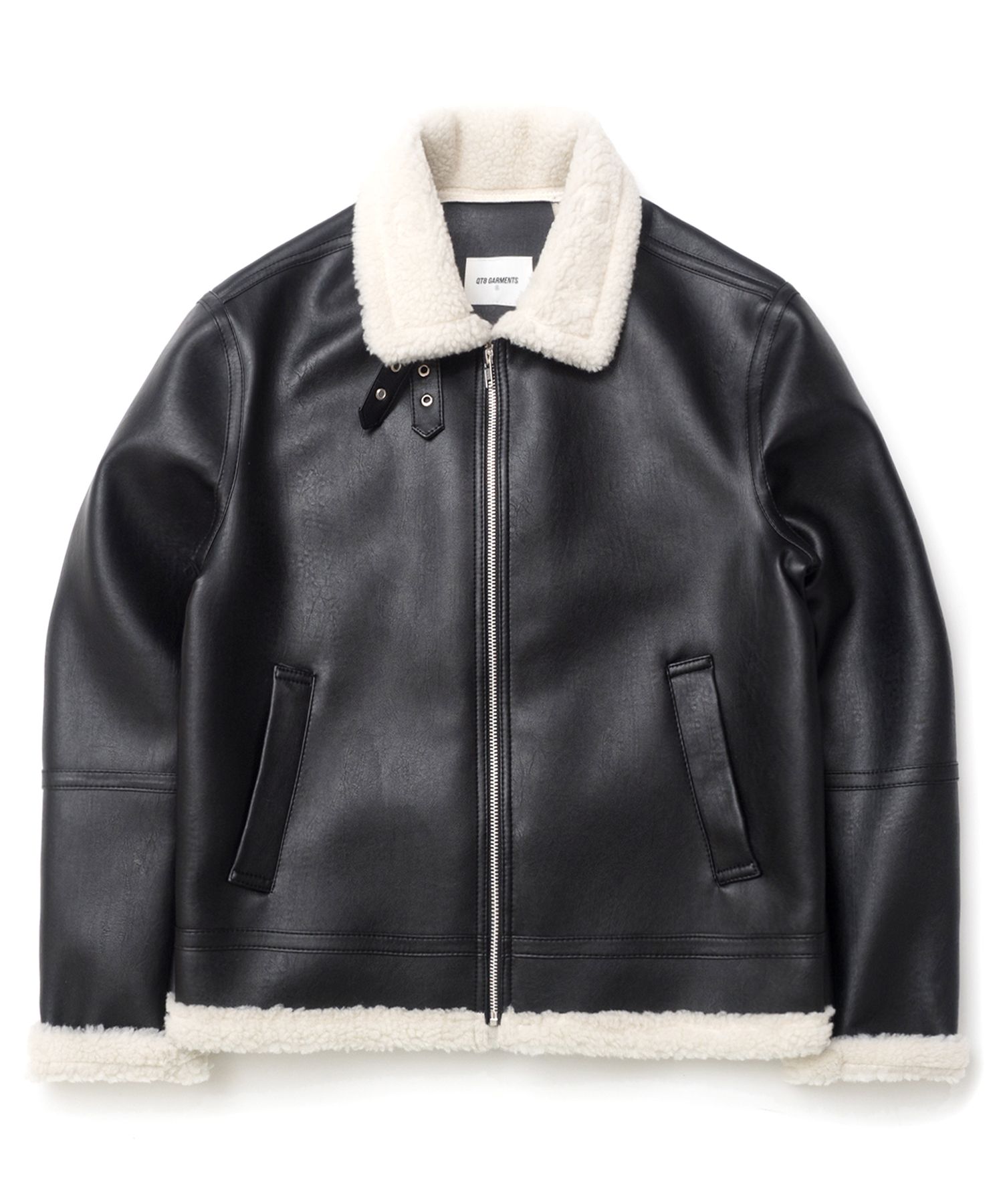 MUSINSA | QT8 GARMENTS TL B-3 Mouton Jacket (Black/Beige)
