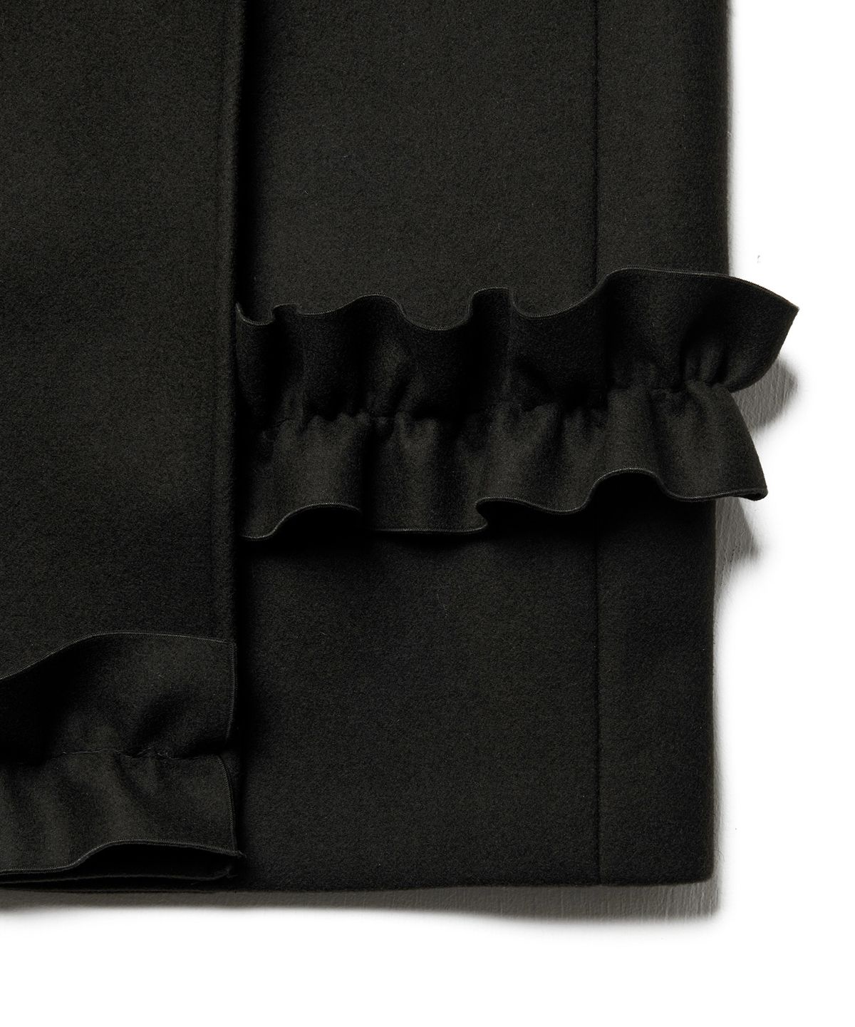 디자이너 인비테이션(DESIGNER INVITATION) 러플 트리밍 더블 코트 [블랙]