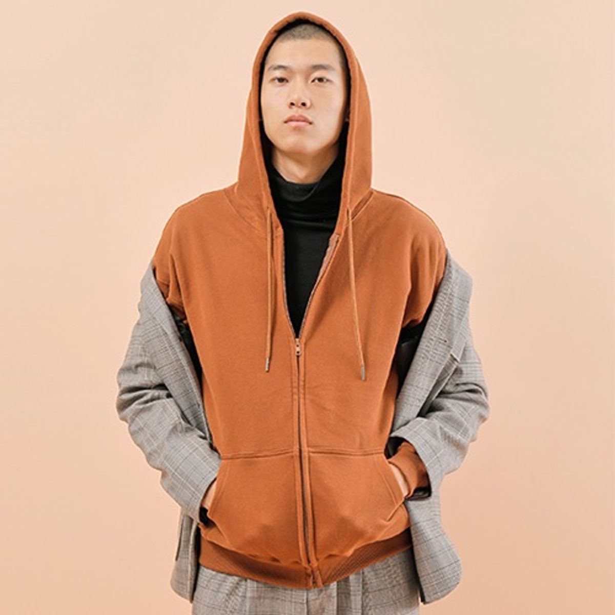 츄바스코(CHUBASCO) Basic pull zipup Hoodie BH202 브라운