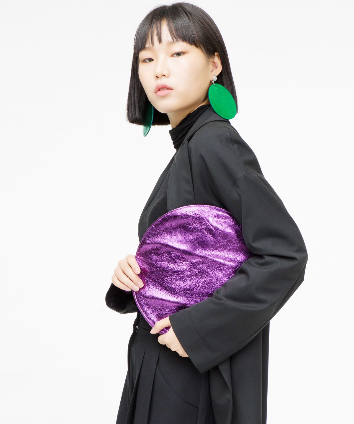 슈퍼문(SUPERMOON) Supermoon-P보라퍼플동그라미달가죽가방클러치파우치디자이너백