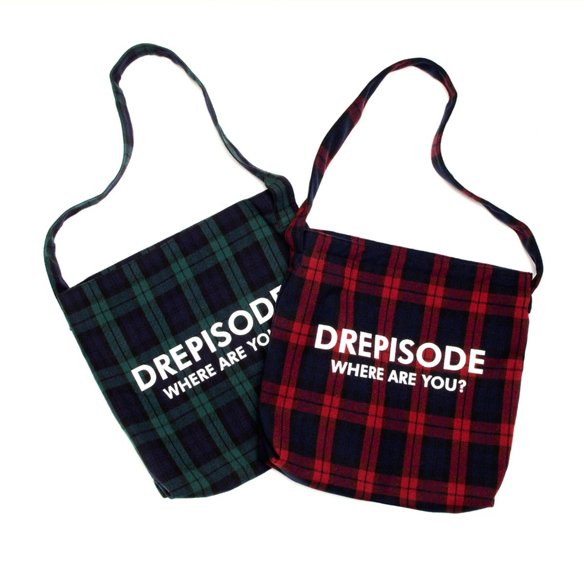 드레피소드(DREPISODE) DQC 로고 플란넬 체크 크로스백 DL18-GR