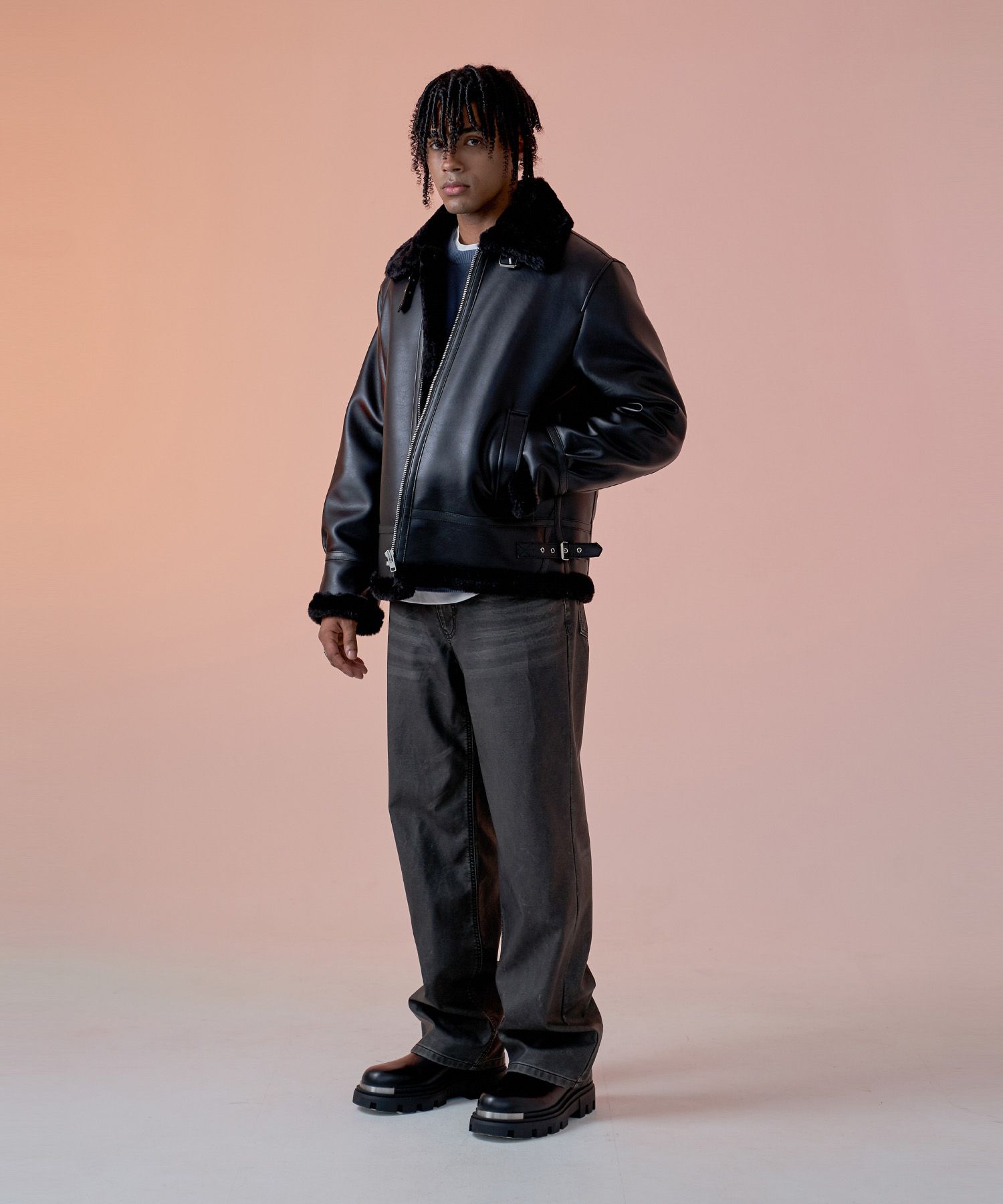 【SPERONE】24FW★ [Real Leather] Crop Shearling Fade Mustang 61wjjEf4fWL._AC_SX522_.jpg