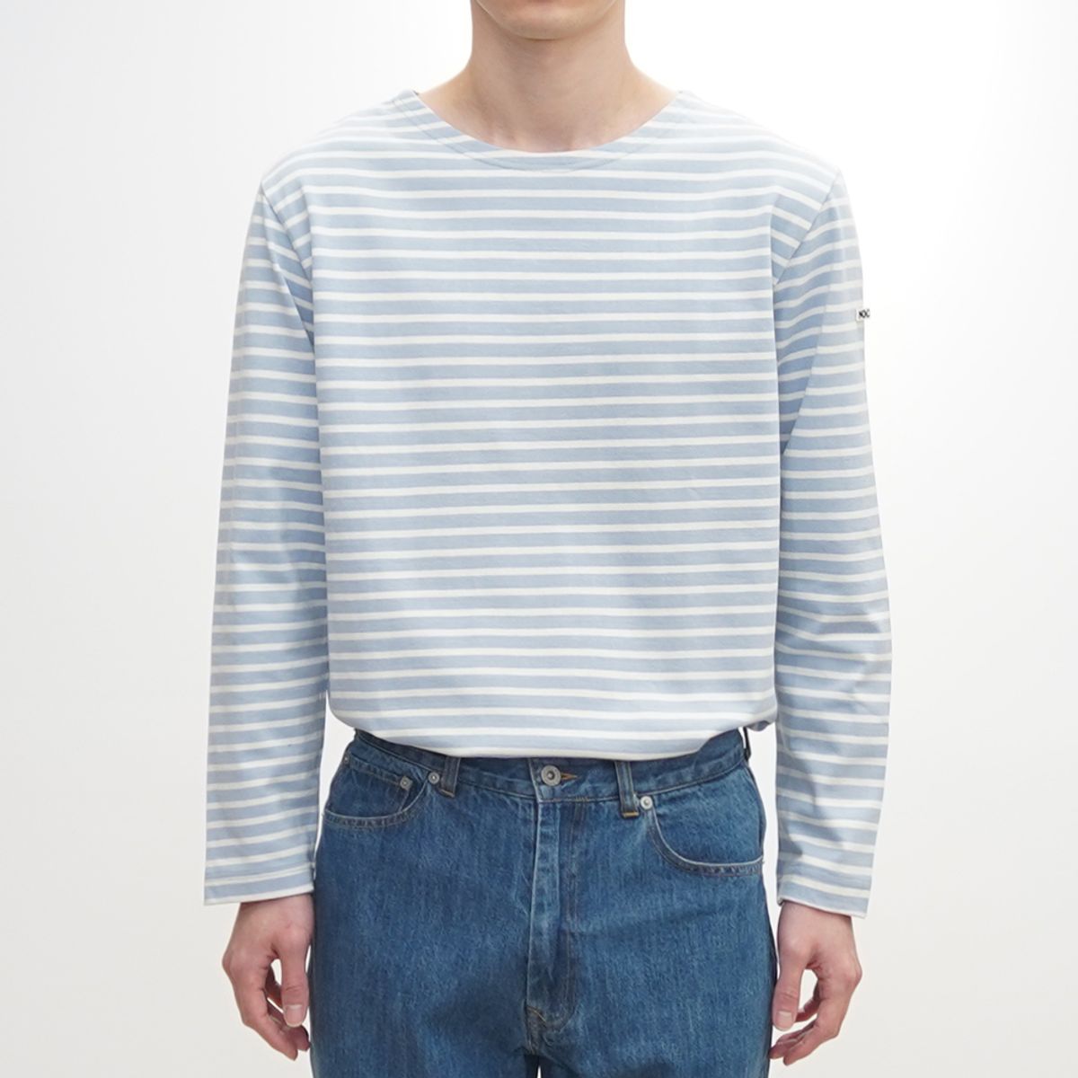 노클레임(NOCLAIM) Boat-neck Basque Shirt  Sky x Ivory