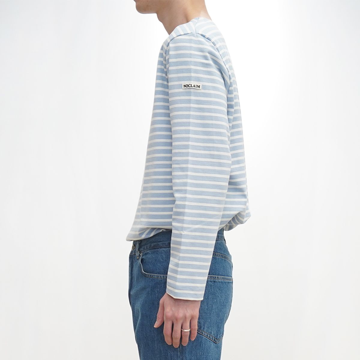노클레임(NOCLAIM) Boat-neck Basque Shirt  Sky x Ivory