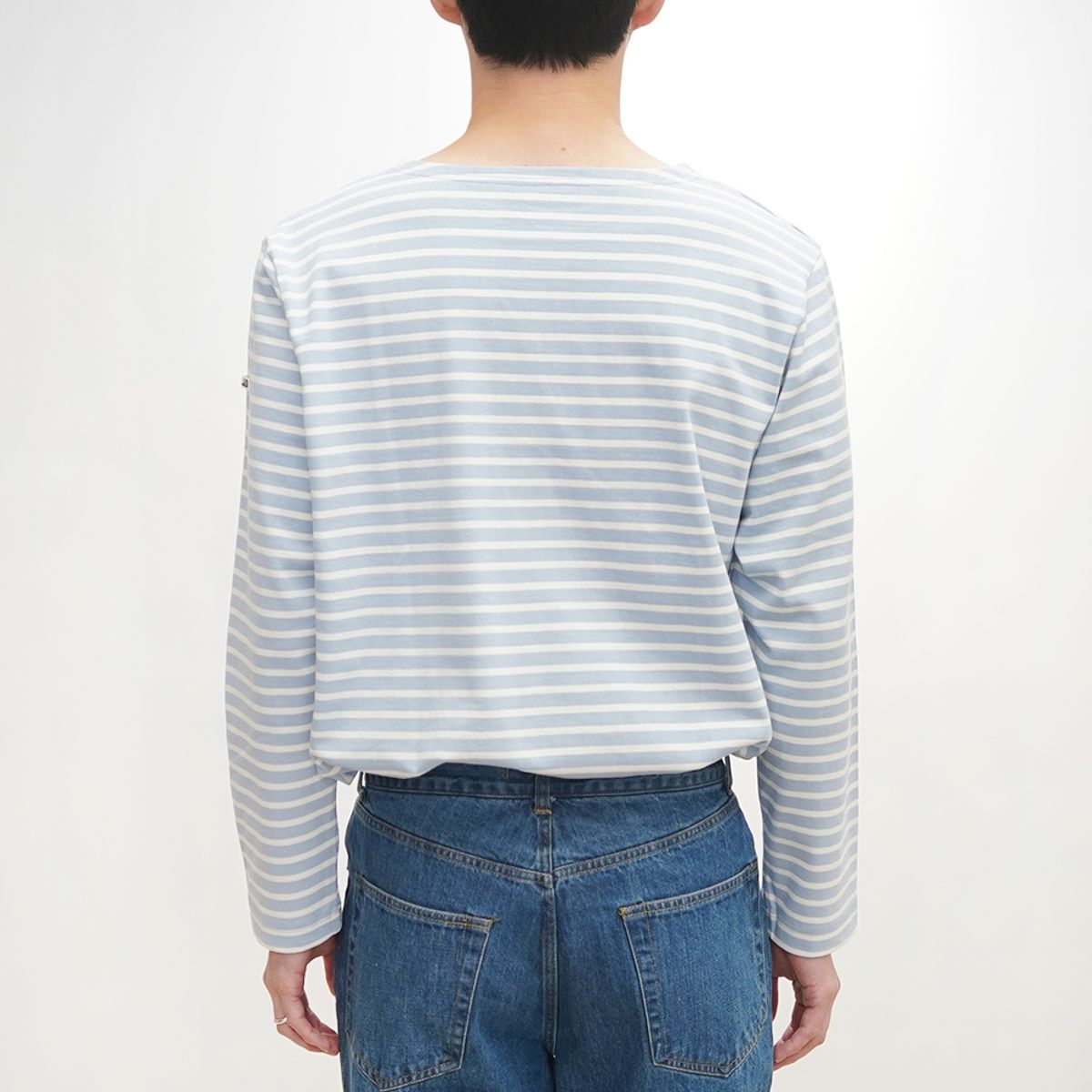 노클레임(NOCLAIM) Boat-neck Basque Shirt  Sky x Ivory