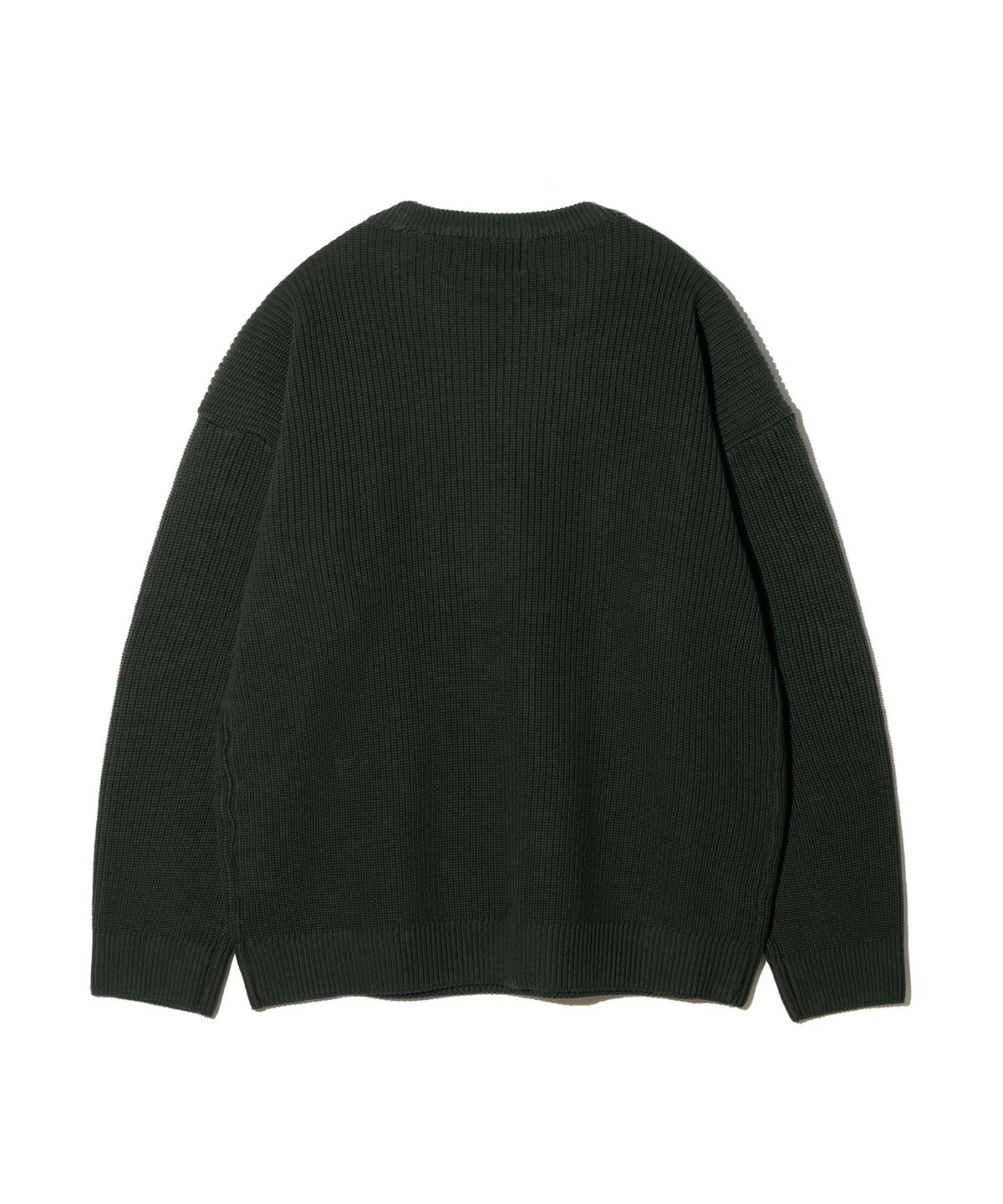 니티드(KNITTED) 소프트코튼 드랍숄더 오버핏 와플 니트 DARK GREEN