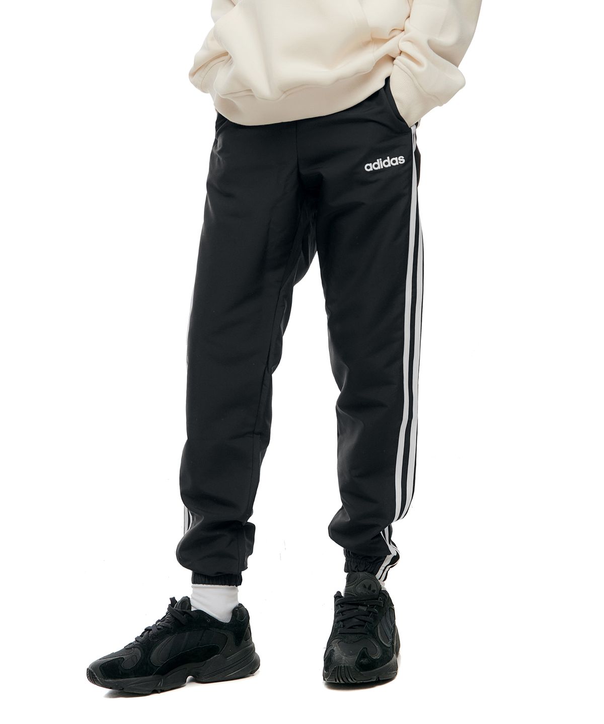 아디다스(ADIDAS) 에센셜 3S 윈드 팬츠 - 블랙:화이트 / DQ3100