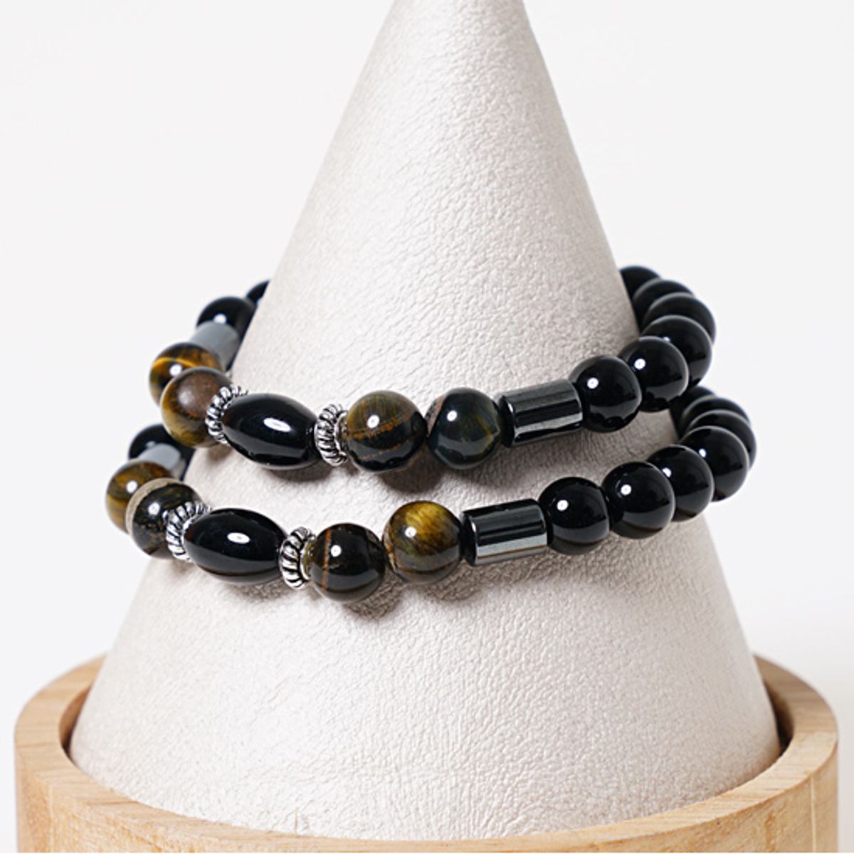 제이반스 클래식(JBANS CLASSIC) 건메탈믹스 스톤 커플팔찌 (C1902-AC495BK)
