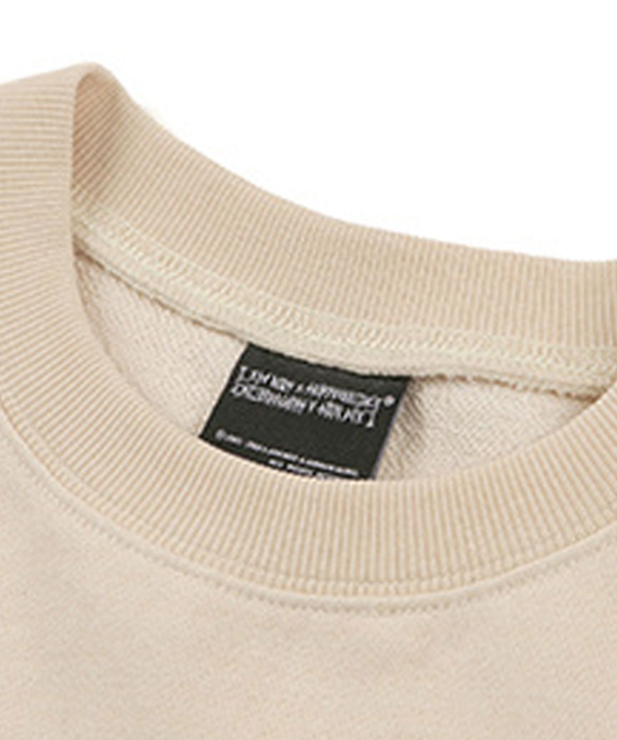 아임낫어휴먼비잉(I AM NOT A HUMAN BEING) Embroidered Crewneck Sweatshirt - BEIGE
