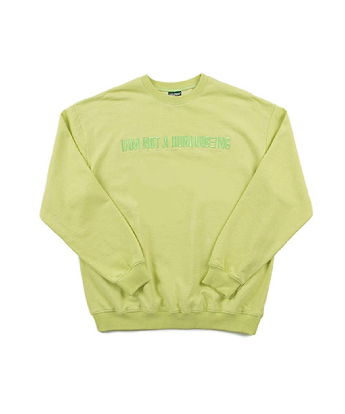 아임낫어휴먼비잉(I AM NOT A HUMAN BEING) Embroidered Crewneck Sweatshirt - GREEN