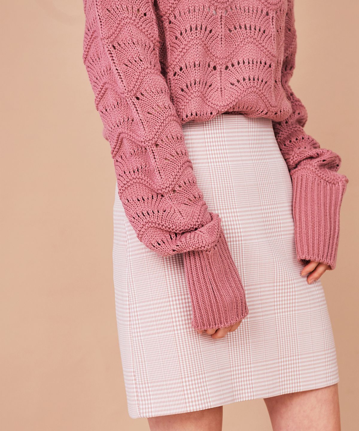더 베리 띵(THE VERY THING) T/glen check A line mini skirt_PK