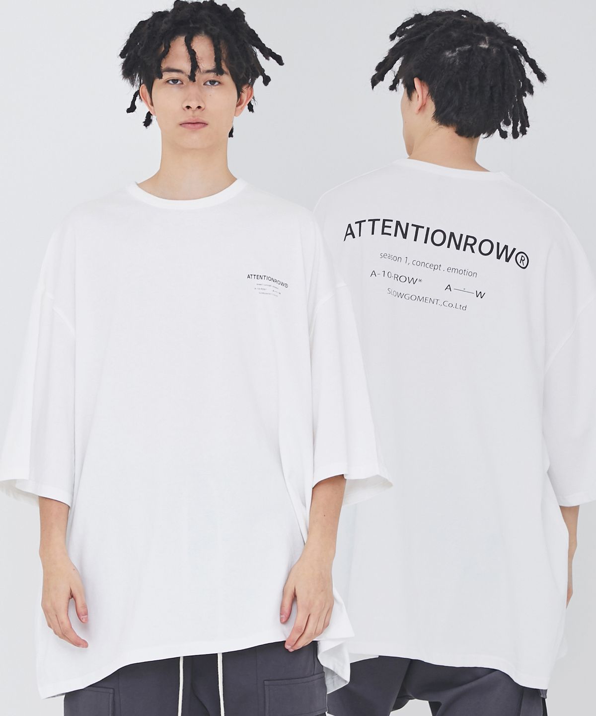 어텐션로우(ATTENTIONROW) 퓨즈 빅 오버사이즈 반팔티 (오프화이트)
