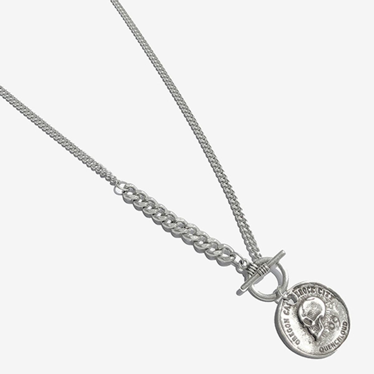 러쉬오프(RUSH OFF) Faded Skull Pandant Necklace - Bold Chain Point ver. / 페이디드 스컬 펜던트 볼드체인  포인트 목걸이 (은도금)
