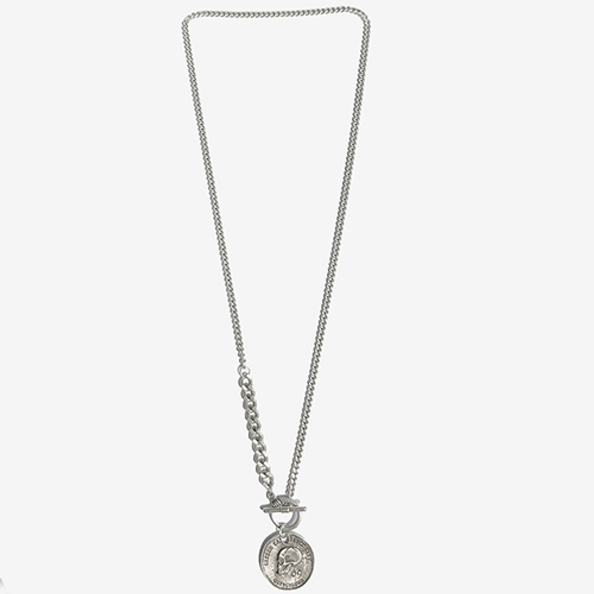 러쉬오프(RUSH OFF) Faded Skull Pandant Necklace - Bold Chain Point ver. / 페이디드 스컬 펜던트 볼드체인  포인트 목걸이 (은도금)