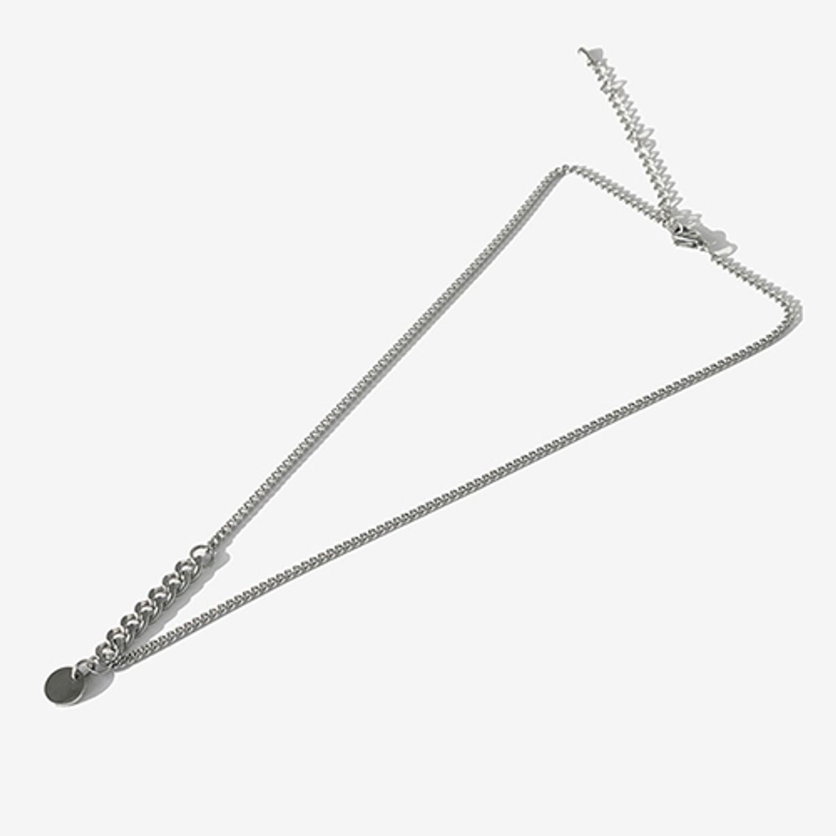 러쉬오프(RUSH OFF) Surgical Steel  Two Flow Chain Necklace - Circle Pendant / 투플로우 체인 목걸이 - 써클펜던트