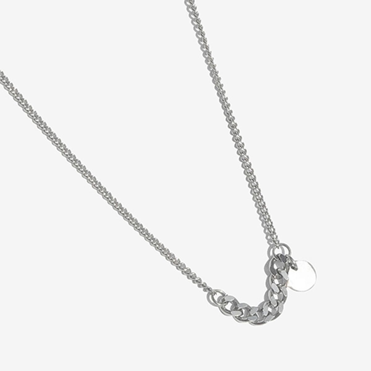 러쉬오프(RUSH OFF) Surgical Steel  Two Flow Chain Necklace - Circle Pendant / 투플로우 체인 목걸이 - 써클펜던트