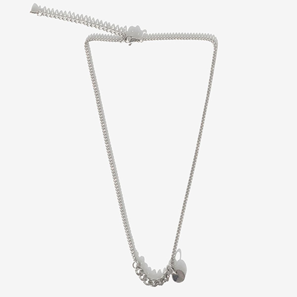 러쉬오프(RUSH OFF) Surgical Steel  Two Flow Chain Necklace - Circle Pendant / 투플로우 체인 목걸이 - 써클펜던트