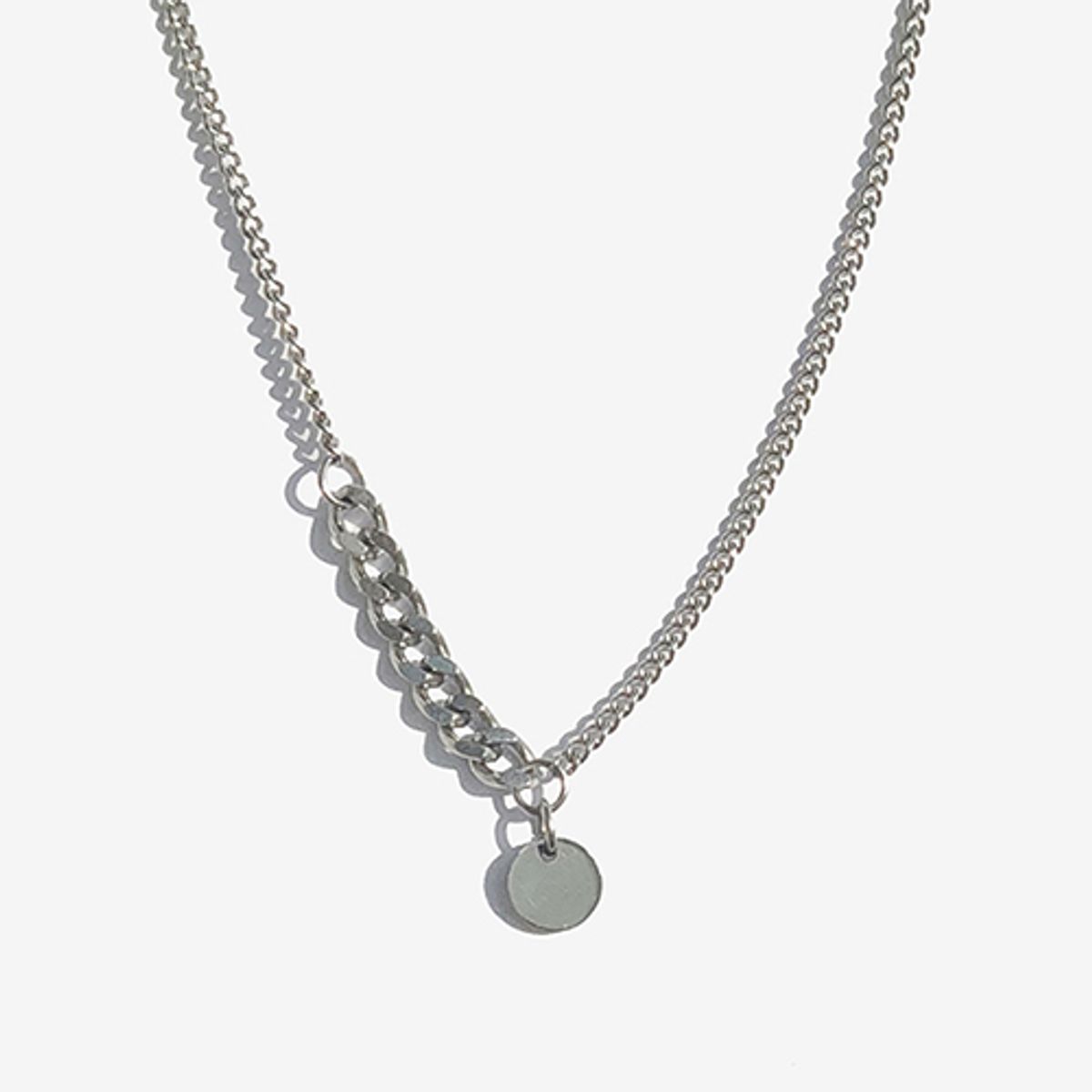 러쉬오프(RUSH OFF) Surgical Steel  Two Flow Chain Necklace - Circle Pendant / 투플로우 체인 목걸이 - 써클펜던트