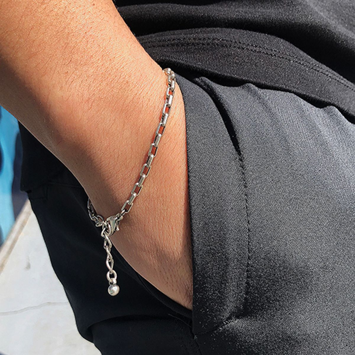 러쉬오프(RUSH OFF) Faded Square Chain Bracelet / 페이디드 스퀘어 체인팔찌 (은도금)