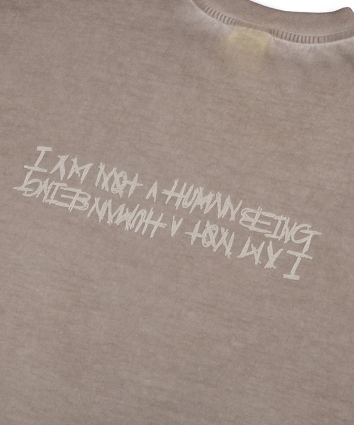 아임낫어휴먼비잉(I AM NOT A HUMAN BEING) Washed Tee (HAND MADE) - BEIGE