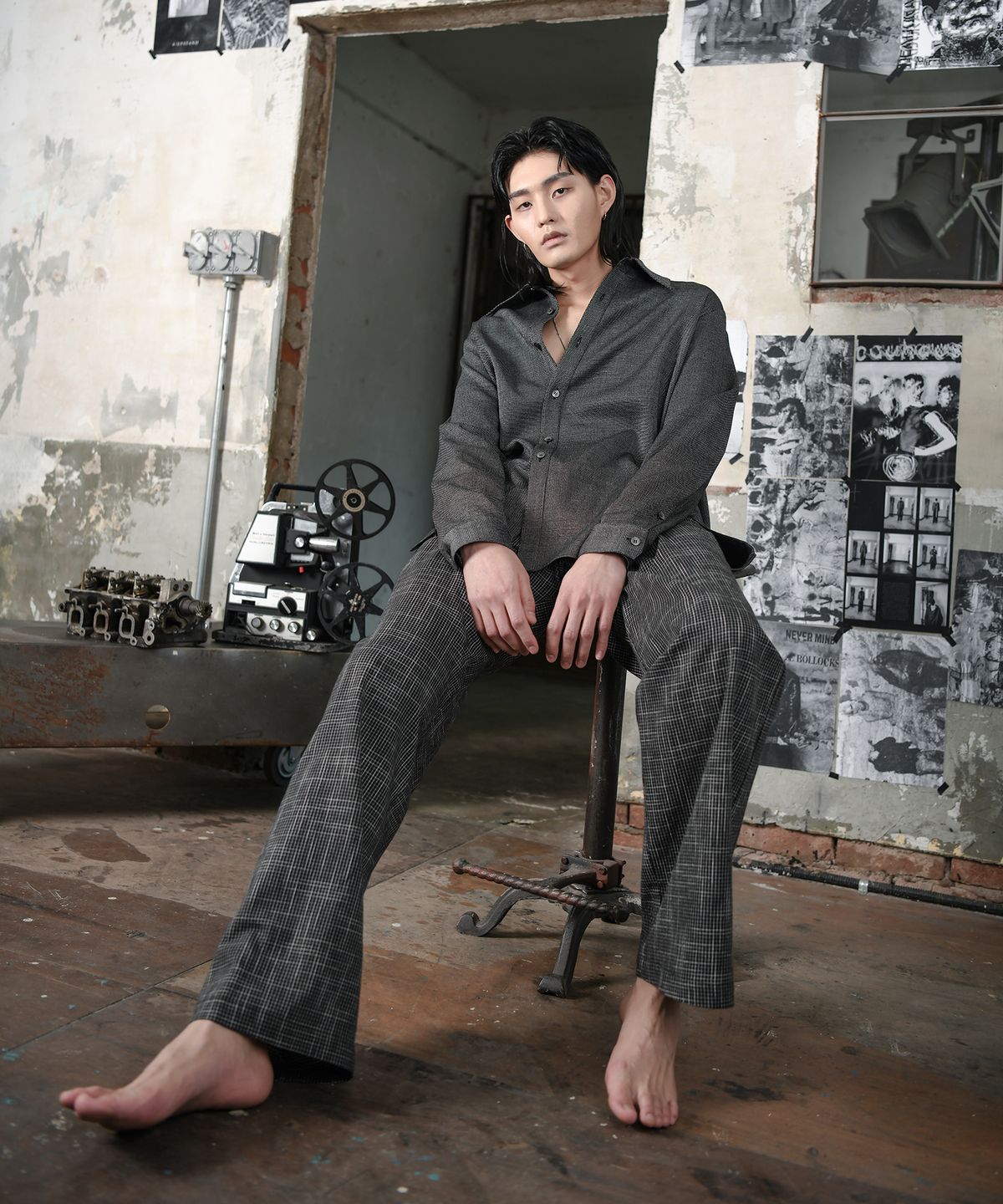어퓨스탠드(A;UFSTAND) 스트랩 디테일 와이드 팬츠