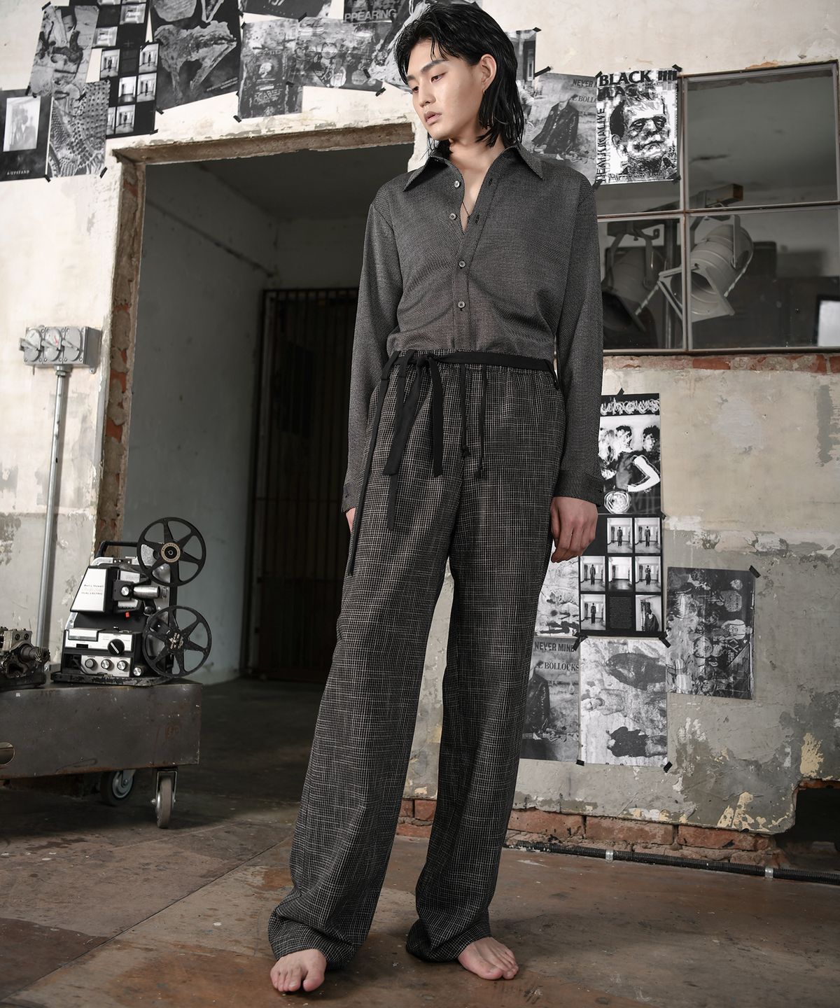 어퓨스탠드(A;UFSTAND) 스트랩 디테일 와이드 팬츠