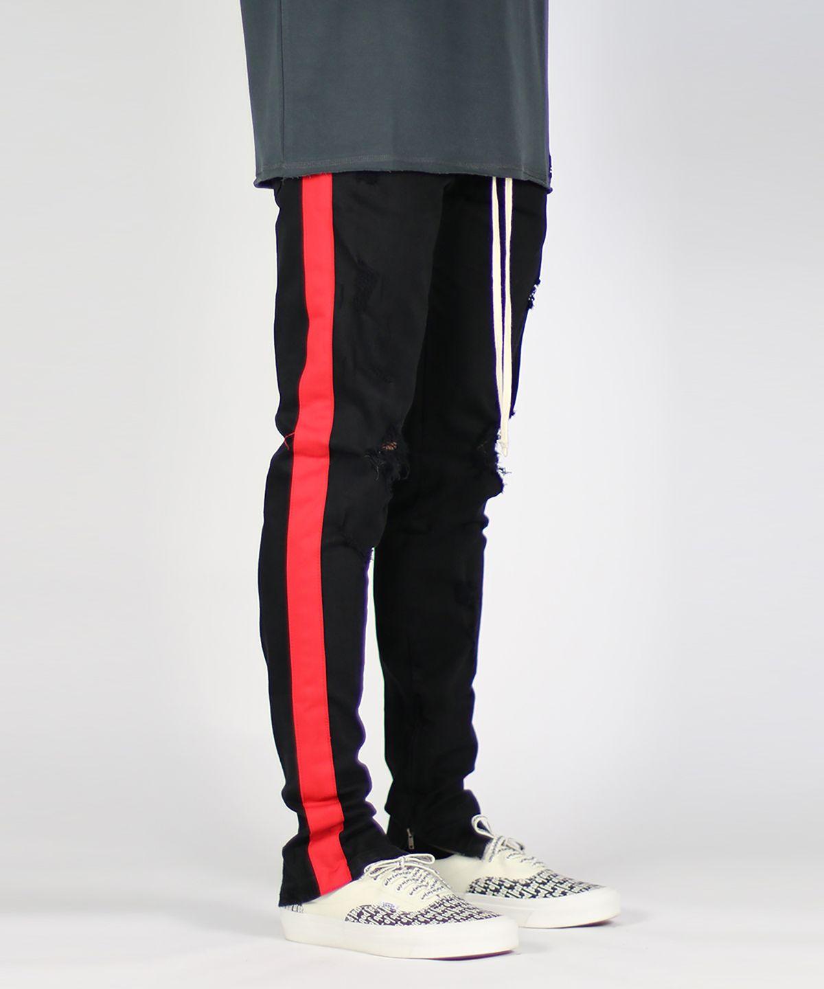 하이퍼 데님(HYPER DENIM) 블랙 레드 트랙 지퍼 진